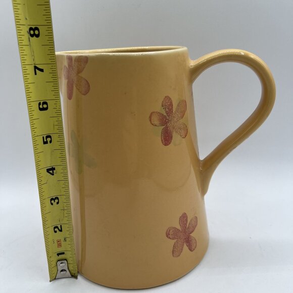 Vintage RARE Liddy Yellow Ceramic Retro Pitcher Floral Artist Signed Collectable - Picture 5 of 9